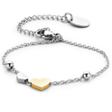 CO88 Collection 8CB-90118 - Steel bracelet with heart charms - length 16 + 3.5 cm - silver / gold