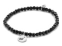 CO88 Collection 8CB-90161 - Natural stone bracelet with pendant - heart - 4 mm Jade - one-size - black