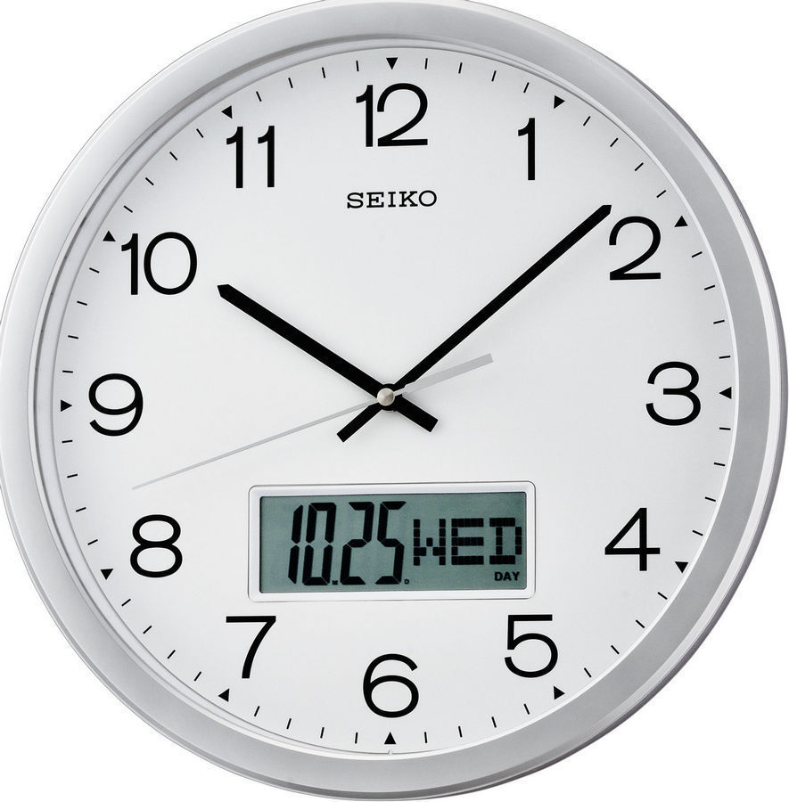 Haas Plateau park Seiko Wall Clock Silver-White QXL007S