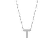 CO88 Necklace with pendant Letter T steel/silver 42-47 cm 8CN-11019