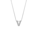 CO88 Necklace with pendant Letter V steel/silver 42-47 cm 8CN-11021