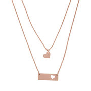 CO88 Necklace Duo Plate/Heart steel/rose colored 46 cm 8CN-20023
