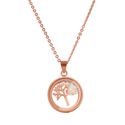 CO88 Necklace with pendant tree of life steel rose colored 38-43 cm 8CN-26013
