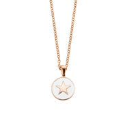 CO88 Collection 8CN-26043 - Steel necklace with pendant - round with star - length 42 + 5 cm - rose colored