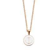CO88 Collection 8CN-26044 - Steel necklace with pendant - round with anchor - length 42 + 5 cm - rose colored