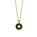 CO88 Collection 8CN-26046 - Steel necklace with pendant - round with star - length 42 + 5 cm - gold colored