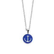 CO88 Collection 8CN-26050 - Steel necklace with pendant - round with anchor - length 42 + 5 cm - silver colored