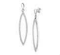 House Collection Earrings Zirconia Silver Rhodium Plated Shiny 42.5 mm x 10 mm
