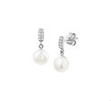 House Collection Earrings Pearl And Zirconia Silver Rhodium Plated Shiny