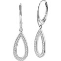 House Collection Earrings Zirconia Silver Rhodium Plated Shiny 38 mm x 9.8 mm