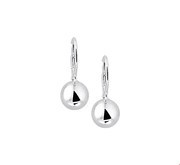 House Collection Earrings French Hook Sphere Silver Rhodium Plated Shiny
