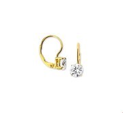 House Collection Earrings French Hook Zirconia Yellow Gold Shiny 17 mm x 6 mm