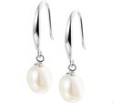 House Collection Earrings Pearl Silver Rhodium Plated Shiny 25 mm x 7 mm