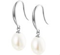 House Collection Earrings Pearl Silver Rhodium Plated Shiny 30 mm x 8.5 mm