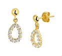 House Collection Earrings Zirconia Yellow Gold Shiny 14 mm x 6 mm