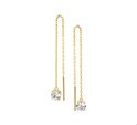 House Collection Pull Through Earrings Zirconia Yellow Gold Shiny