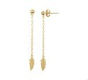 House Collection Earrings Feather Yellow Gold Shiny 40 mm x 3.5 mm