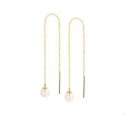 House Collection Pull-through Earrings Pearl Yellow Gold Shiny