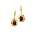 House Collection Earrings Garnet Yellow Gold Shiny 28 mm x 10.5 mm