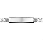 House Collection Engraving Bracelet Silver Figaro Plate 8 mm 20 cm