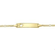House Collection Engraving Bracelet Heart Figaro Plate 5.0 Mm 14 - 16 Cm Yellow Gold