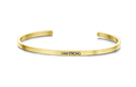 Key Moments 8KM-B00038 Steel open bangle with text i am strong zirconia one-size gold colored