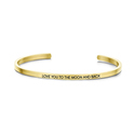 Key Moments 8KM-B00044 Steel open bangle with text love you to the moon and back zirconia one-size gold colored