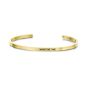 Key Moments 8KM-B00101 Steel open bangle with text make the time zirconia one-size gold colored
