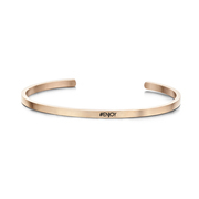 Key Moments 8KM-B00174 Steel open bangle with text #enjoy zirconia one-size rose colored