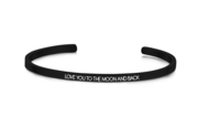 Key Moments 8KM-B00460 Steel open bangle with text love you to the moon and back zirconia one-size black