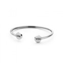 Key Moments 8KM-B00475 Bangle with text Love you, one-size silver