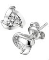 House Collection Ear Studs Zirconia Silver Rhodium Plated Shiny 8.5 mm x 9 mm
