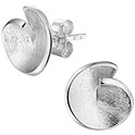 House Collection Ear Studs Scratched Silver Rhodium Plated Shiny
