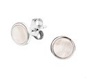 House Collection Ear Studs Round Mother-of-Pearl Silver Rhodium Plated Shiny