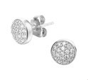 House Collection Ear Studs Zirconia Silver Rhodium Plated Shiny