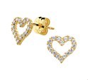 House Collection Ear Studs Heart Zirconia Yellow Gold Shiny 7 mm x 7.5 mm