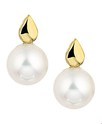 House Collection Ear Studs Pearl Yellow Gold Shiny 12 mm x 7 mm