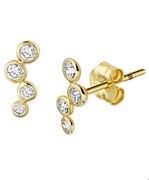 House Collection Ear Studs Zirconia Yellow Gold Shiny 9.5 mm x 4 mm