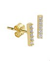 House Collection Ear Studs Bar Zirconia Yellow Gold Shiny 8 mm x 1.5 mm