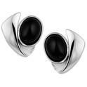 House Collection Ear Studs Onyx Silver Rhodium Plated Shiny 15.5 mm x 15.5 mm