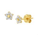 House Collection Ear Studs Flower And Zirconia Yellow Gold Shiny 4.5 mm x 4.5 mm