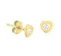 House Collection Ear Studs Heart And Zirconia Yellow Gold Shiny 5 mm x 5 mm