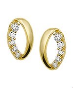 House Collection Ear Studs Zirconia Yellow Gold Shiny 8.5 mm x 5 mm
