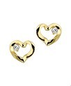 House Collection Ear Studs Heart Zirconia Yellow Gold Shiny 5 mm x 6 mm
