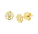 House Collection Ear Studs Flower Zirconia Yellow Gold Shiny 5 mm x 5 mm