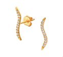 House Collection Stud Earrings Zirconia Yellow Gold Shiny 15 mm x 1.5 mm