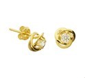 House Collection Ear Studs Flower Zirconia Yellow Gold Shiny