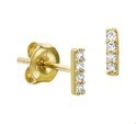 House Collection Ear Studs Bar Zirconia Yellow Gold Shiny 5 mm x 1.3 mm