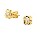 House Collection Ear Studs Zirconia Yellow Gold Shiny 6.5 mm x 6.5 mm