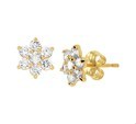 House Collection Stud Earrings Zirconia Yellow Gold Shiny 7 mm x 6.5 mm